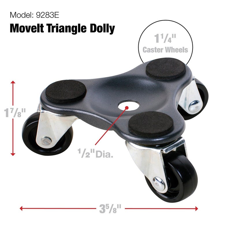 Shepherd Hardware Move-It 4-Inch Steel Tri-Dolly 200-Lb Load Capacity, Black - Image 2